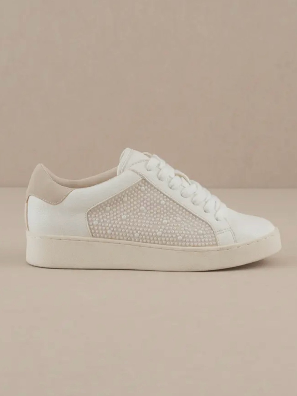 Women’s White Pearl-Embellished Sneaker